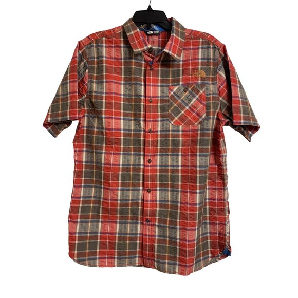 The North Face Plaid Button Up Short Sleeve Shirt L Gorpcore Outdoor Hiking - Picture 1 of 10
